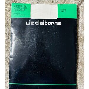 NOS Vintage Liz Claiborne Control Top Dress Sheer Pantyhose Size 2 Alabaster